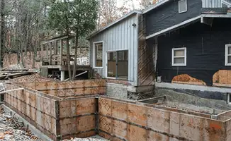 Prepared site with foundation forms for home remodeling and addition project in Marietta, GA